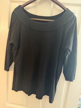 Rafaella Black Boatneck 3/4 Sleeve Top
